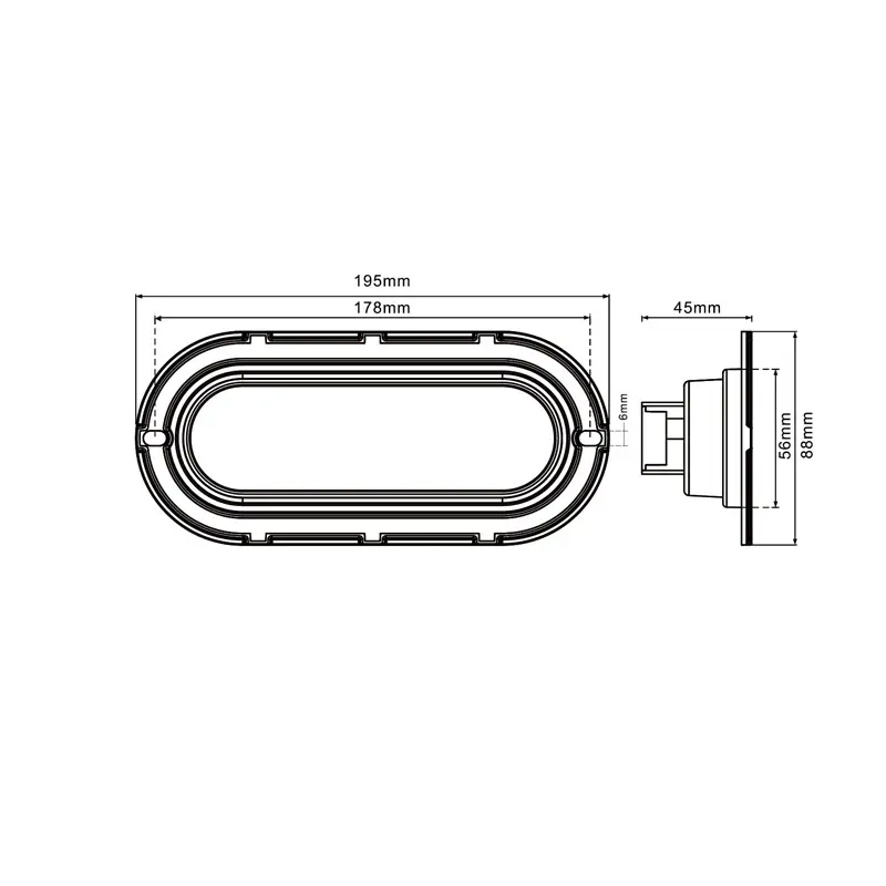 TL413020 - 6" Oval Tail Light